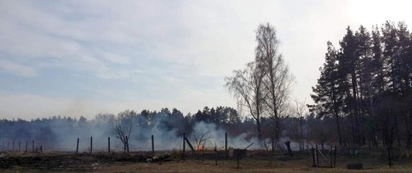 Недалеко от места падения самолета в Барановичах горела трава. Фотофакт