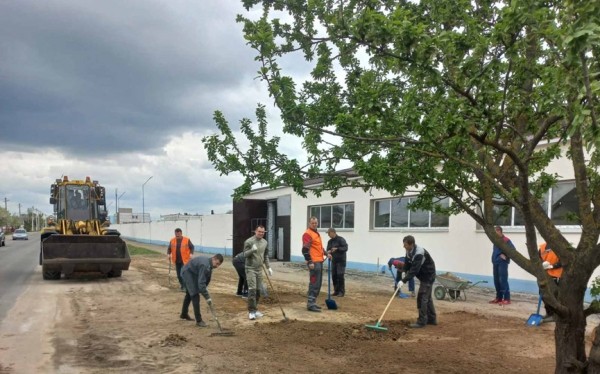 Фотофакт. Барановичский автопарк облагораживает улицу Грунтовую