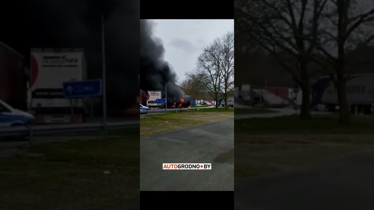В Германии загорелся и взорвался грузовик с водителем из Беларуси. Его экстренно увезли на вертолете
