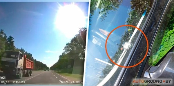 Водитель Infiniti погнался за МАЗом. Камень из кузова пробил ему лобовое Водитель Infiniti погнался за МАЗом. Камень из кузова пробил ему лобовое